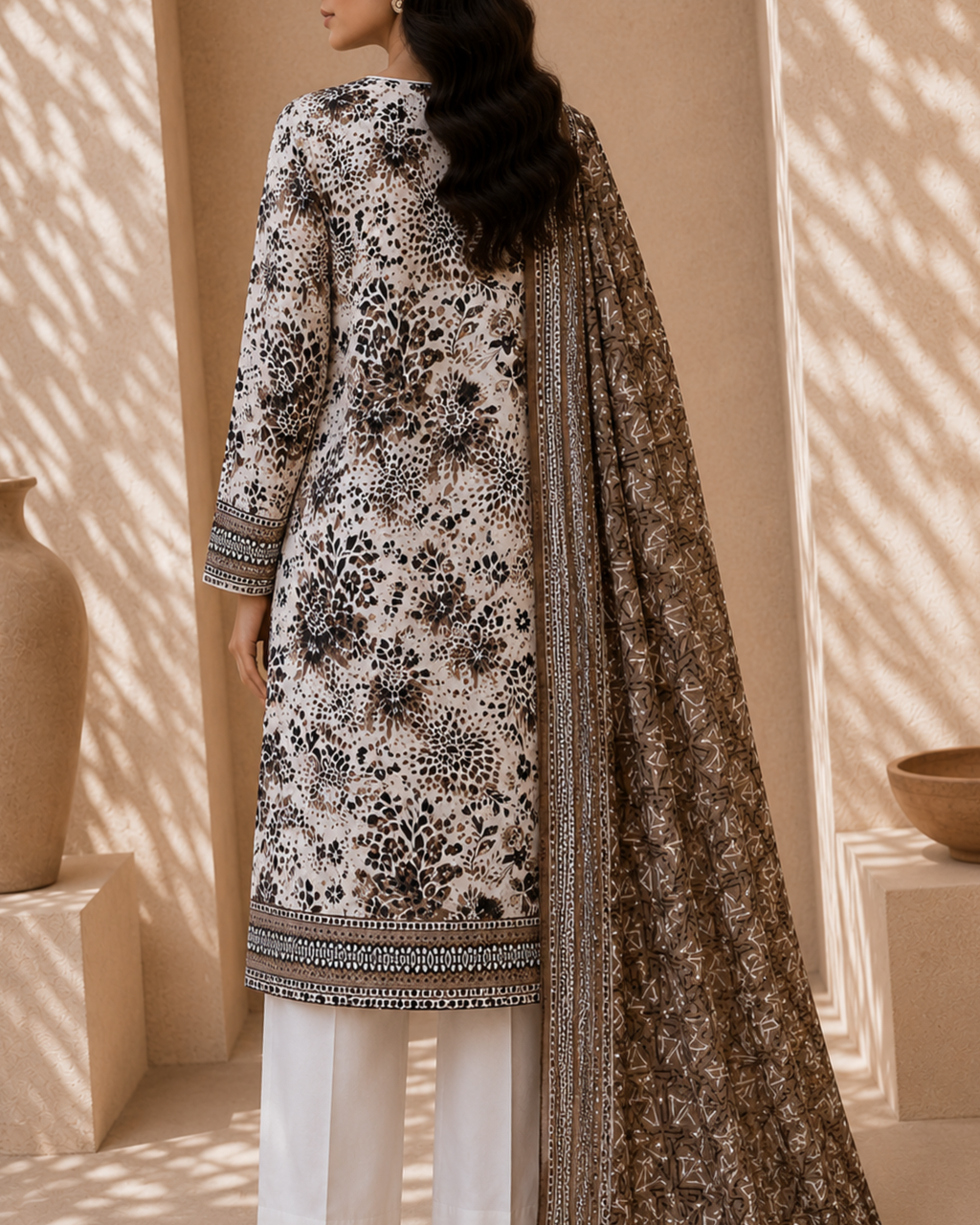 3-Piece Printed Lawn Suit by Safina A-One Textile (D-08a)