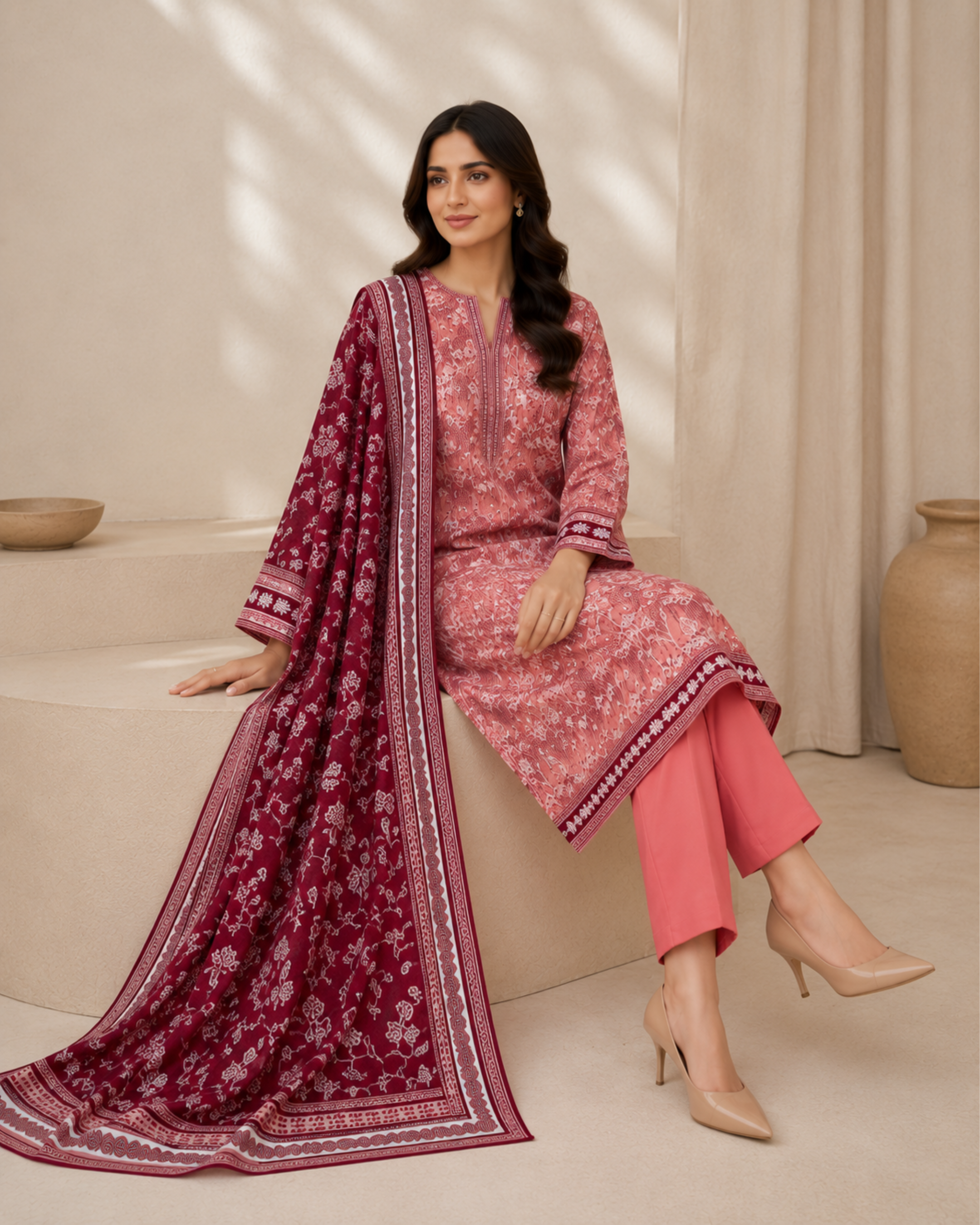 3-Piece Printed Lawn Suit by Safina A-One Textile (D-156)