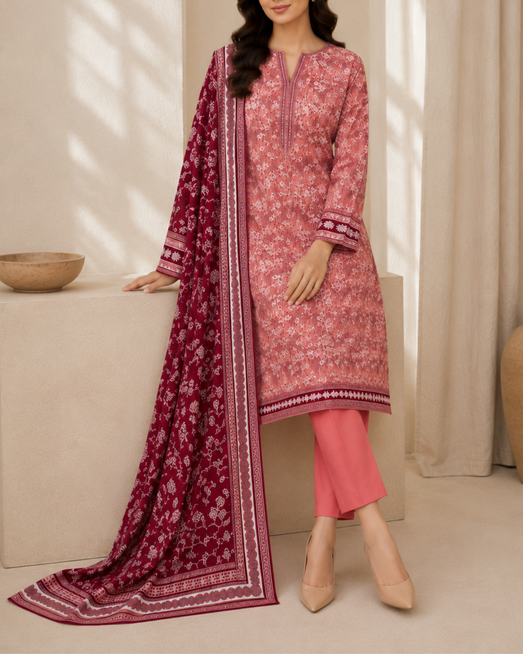 3-Piece Printed Lawn Suit by Safina A-One Textile (D-156)