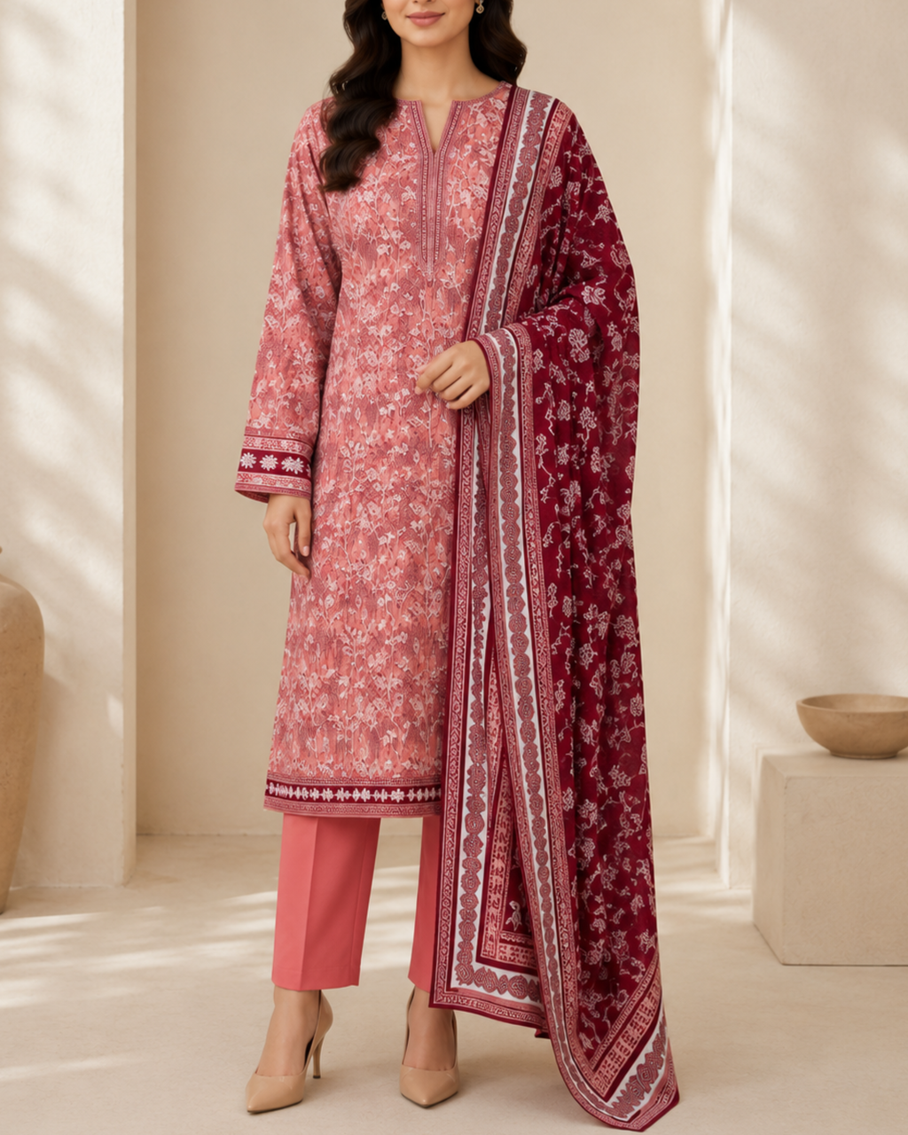 3-Piece Printed Lawn Suit by Safina A-One Textile (D-156)