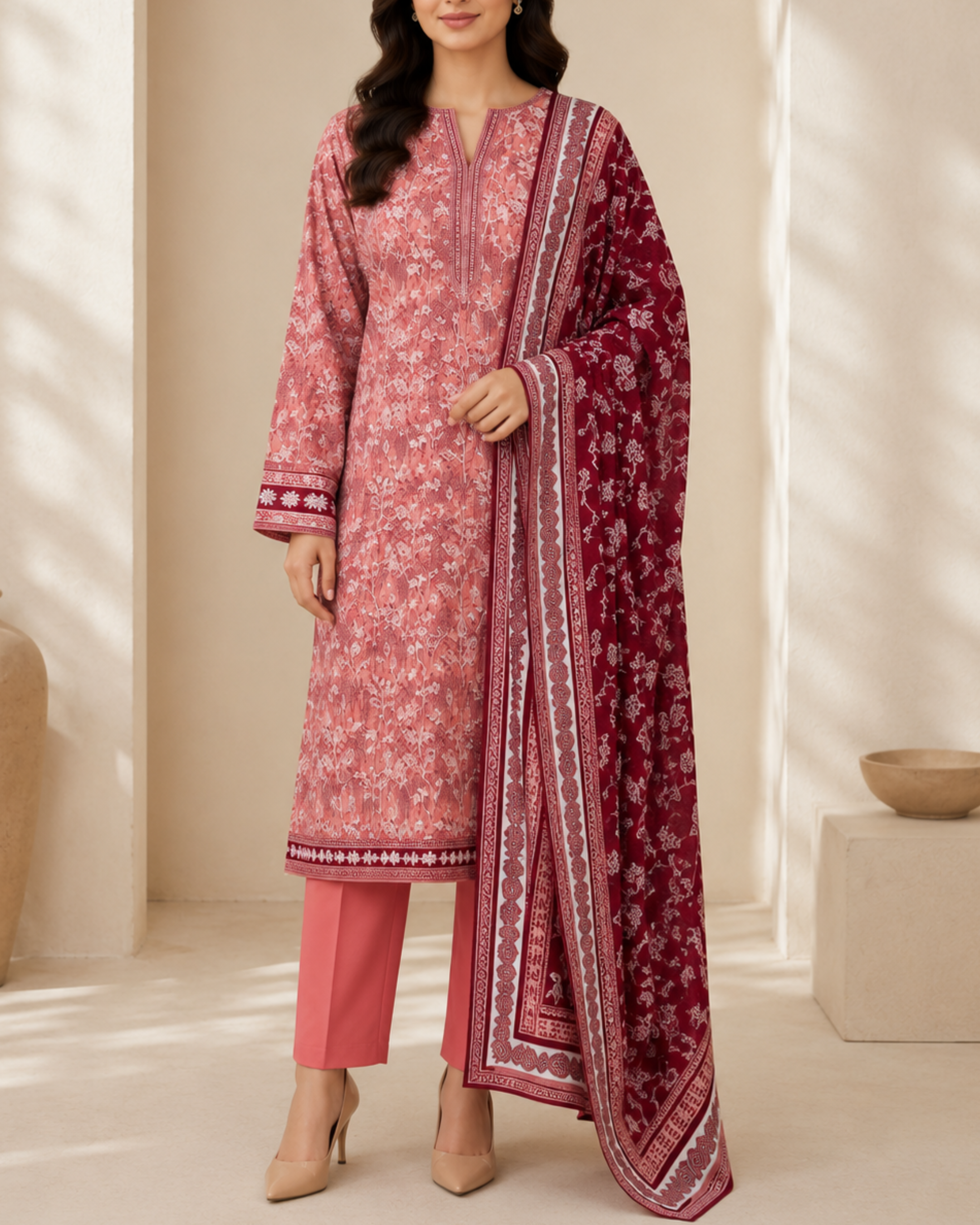 3-Piece Printed Lawn Suit by Safina A-One Textile (D-156)