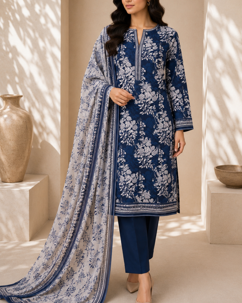 3-Piece Printed Lawn Suit by Safina A-One Textile (D-172)