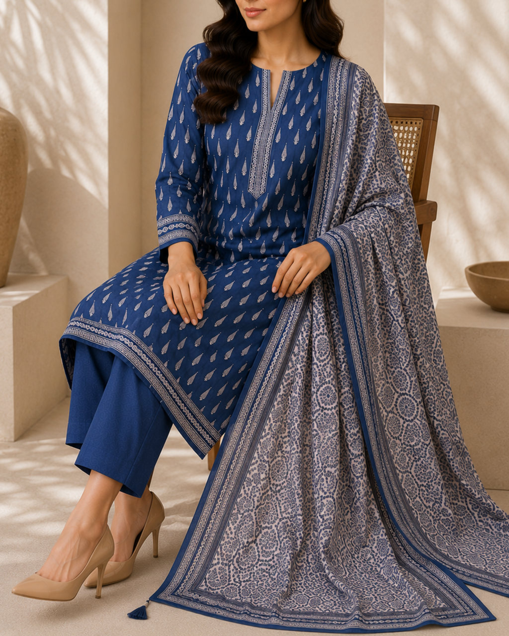 3-Piece Printed Lawn Suit by Safina A-One Textile (D-183)