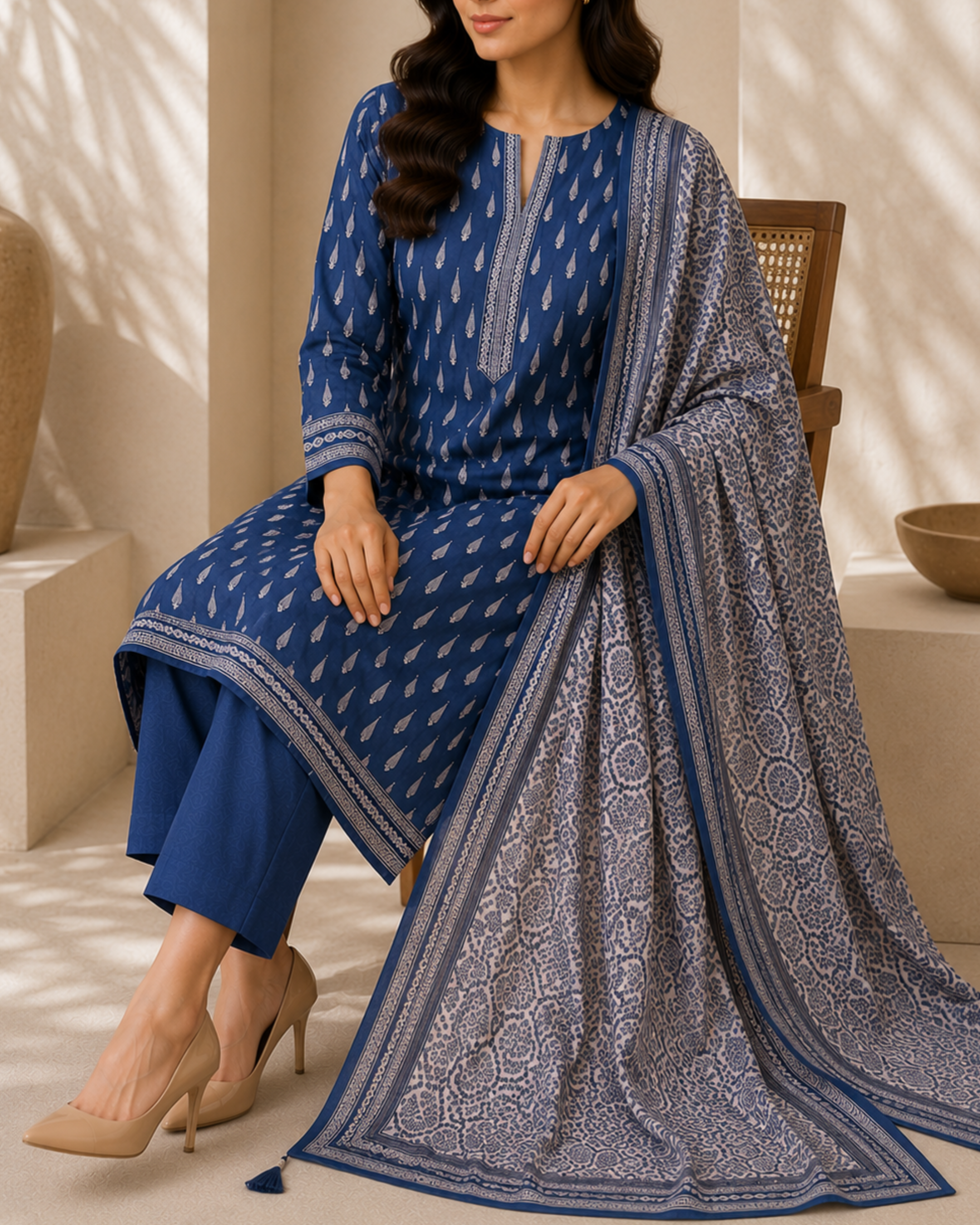 3-Piece Printed Lawn Suit by Safina A-One Textile (D-183)