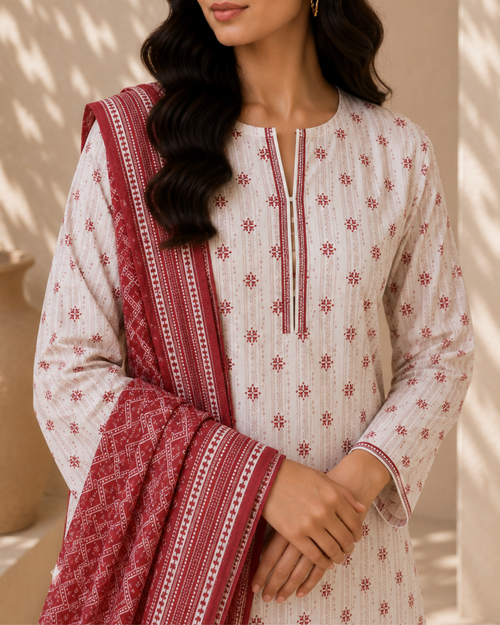 3-Piece Printed Lawn Suit by Safina A-One Textile (D-188)