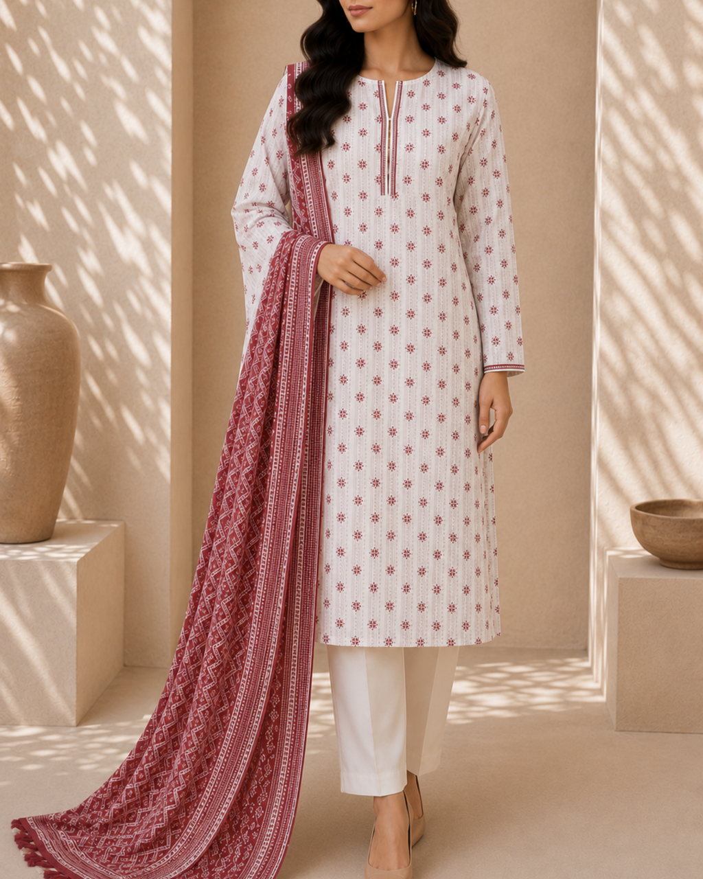 3-Piece Printed Lawn Suit by Safina A-One Textile (D-188)