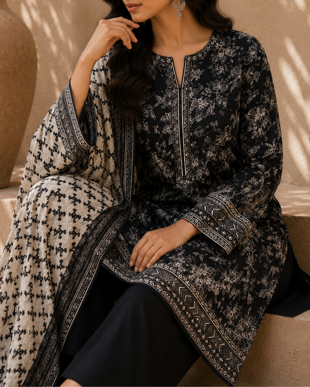 3-Piece Printed Lawn Suit by Safina A-One Textile (D-213a)