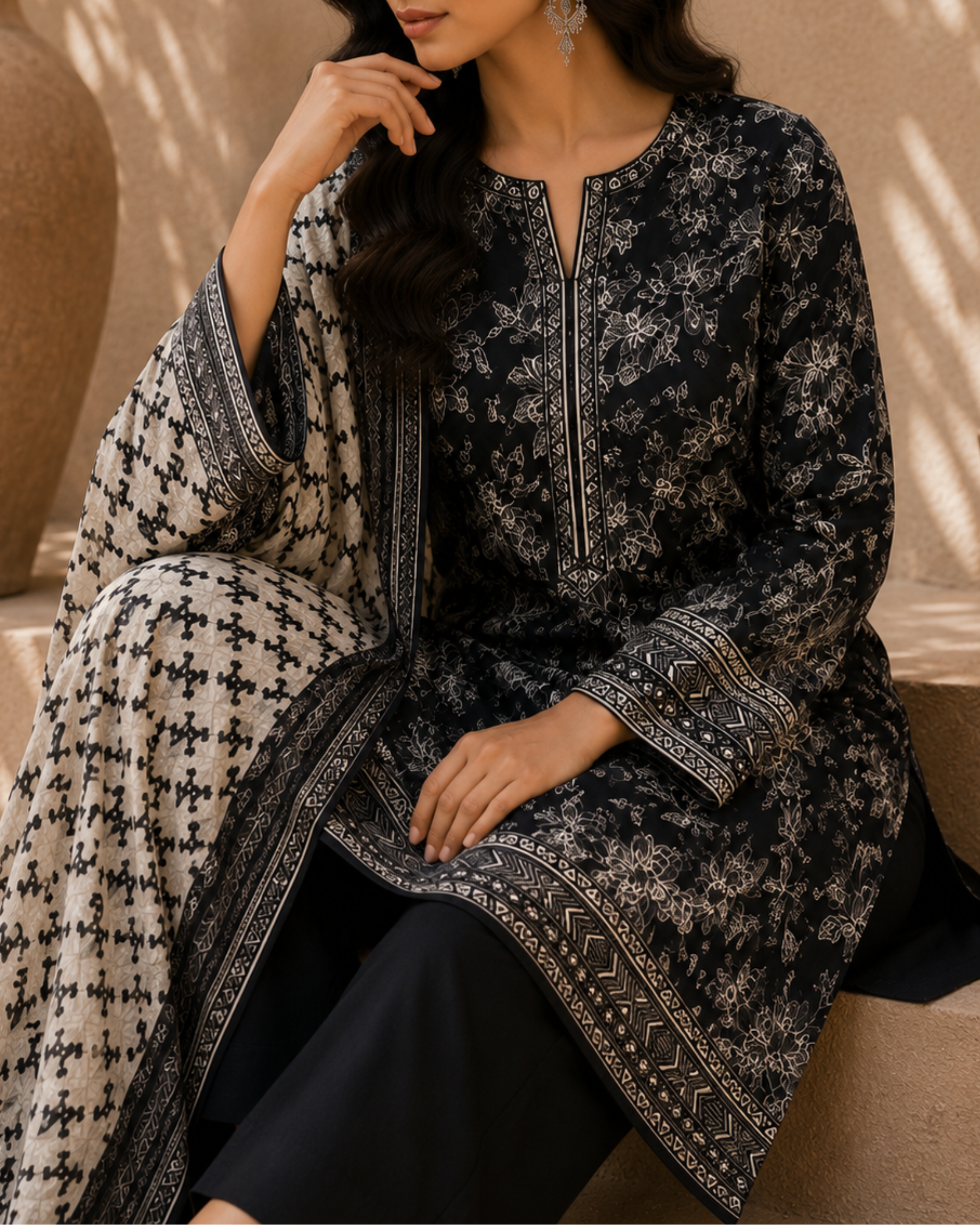 3-Piece Printed Lawn Suit by Safina A-One Textile (D-213a)