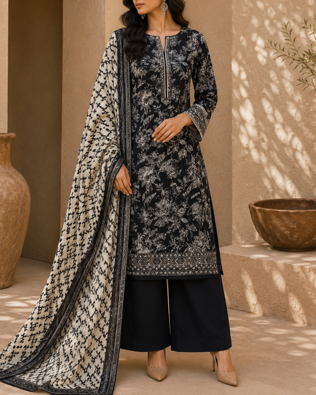 3-Piece Printed Lawn Suit by Safina A-One Textile (D-213a)