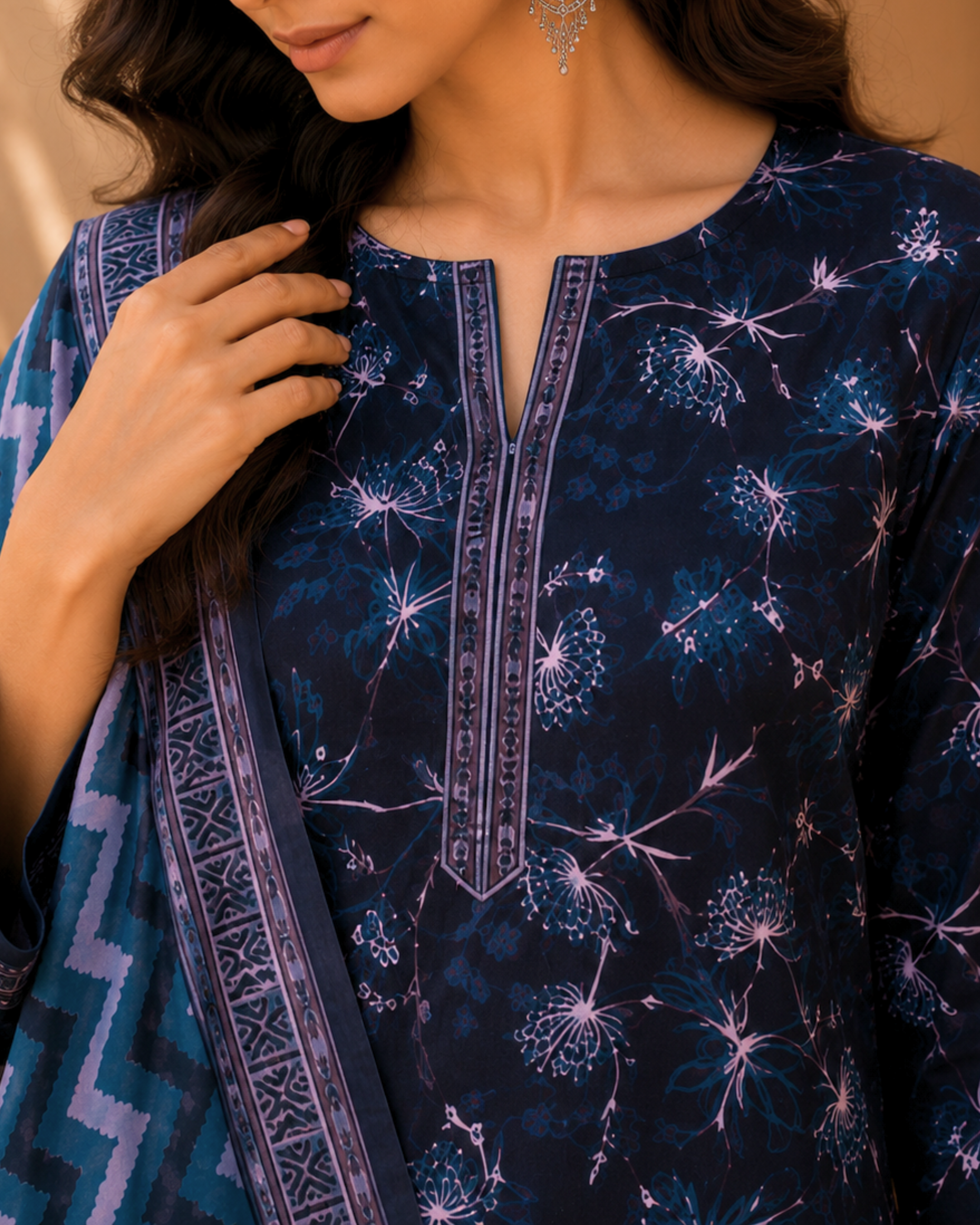 3-Piece Printed Lawn Suit by Safina A-One Textile (D-218b)