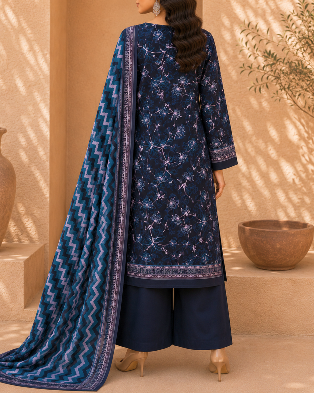 3-Piece Printed Lawn Suit by Safina A-One Textile (D-218b)