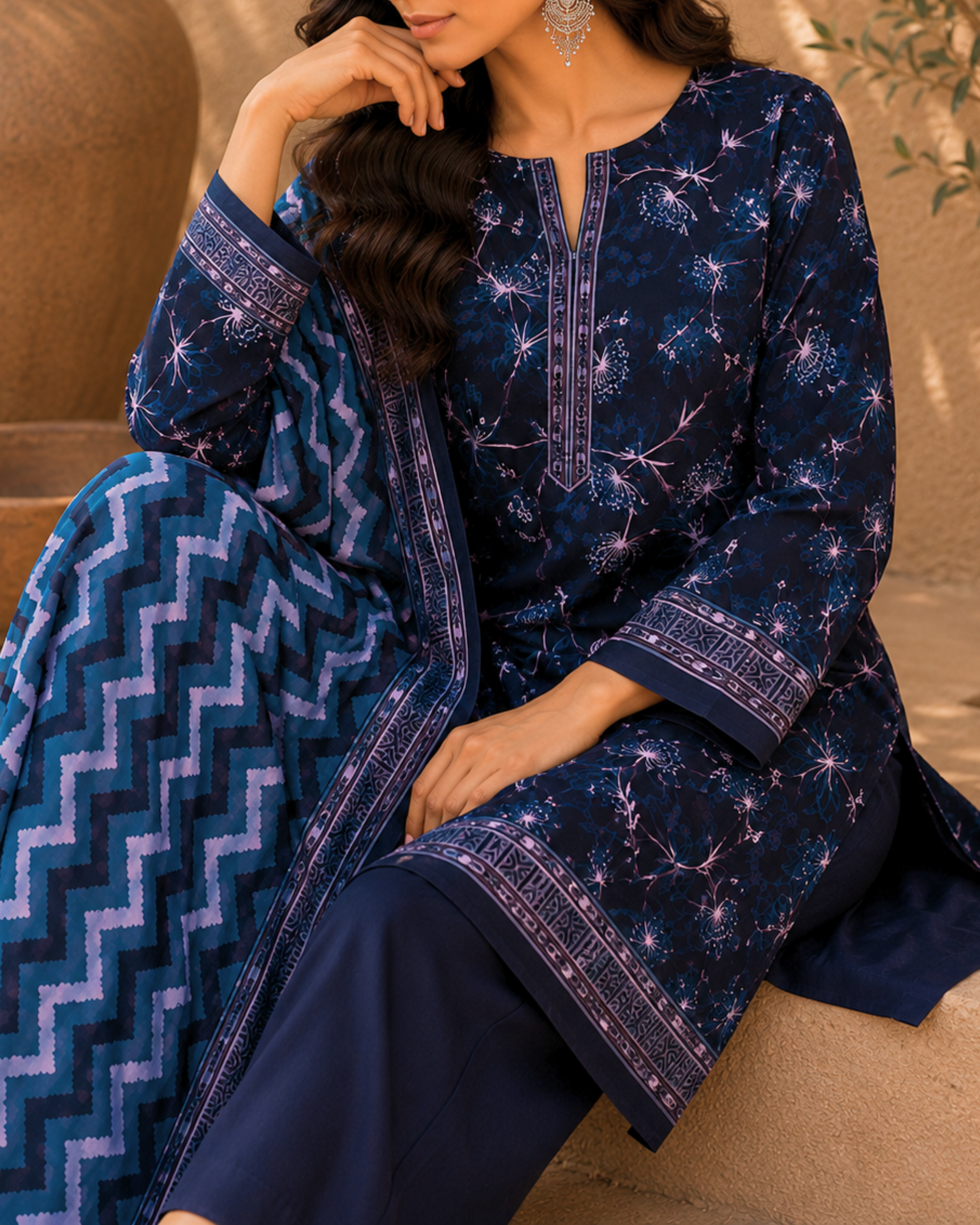 3-Piece Printed Lawn Suit by Safina A-One Textile (D-218b)