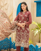 Neel 3-Piece Embroidered Lawn by Tawakkal (D-4124)