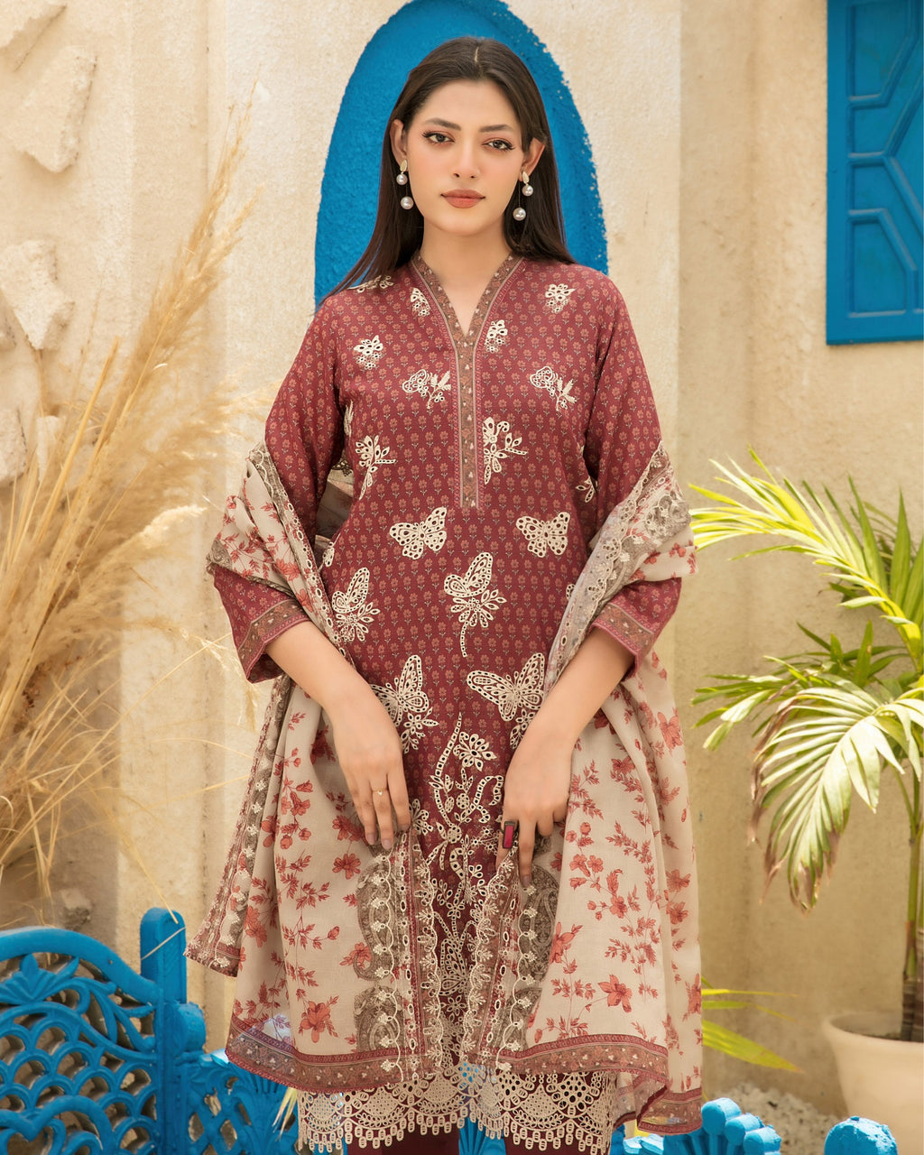 Neel 3-Piece Embroidered Lawn by Tawakkal (D-4124)