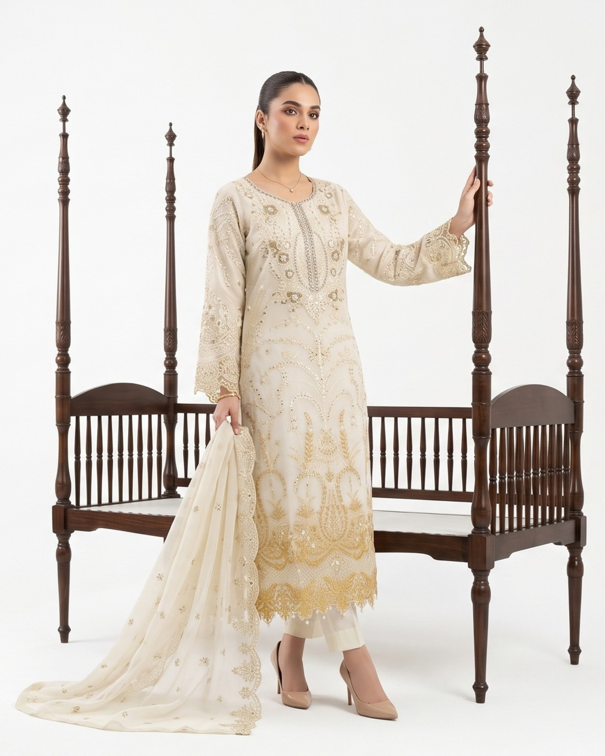 Fancy Chiffon Embroidered Suit with Chiffon Dupatta