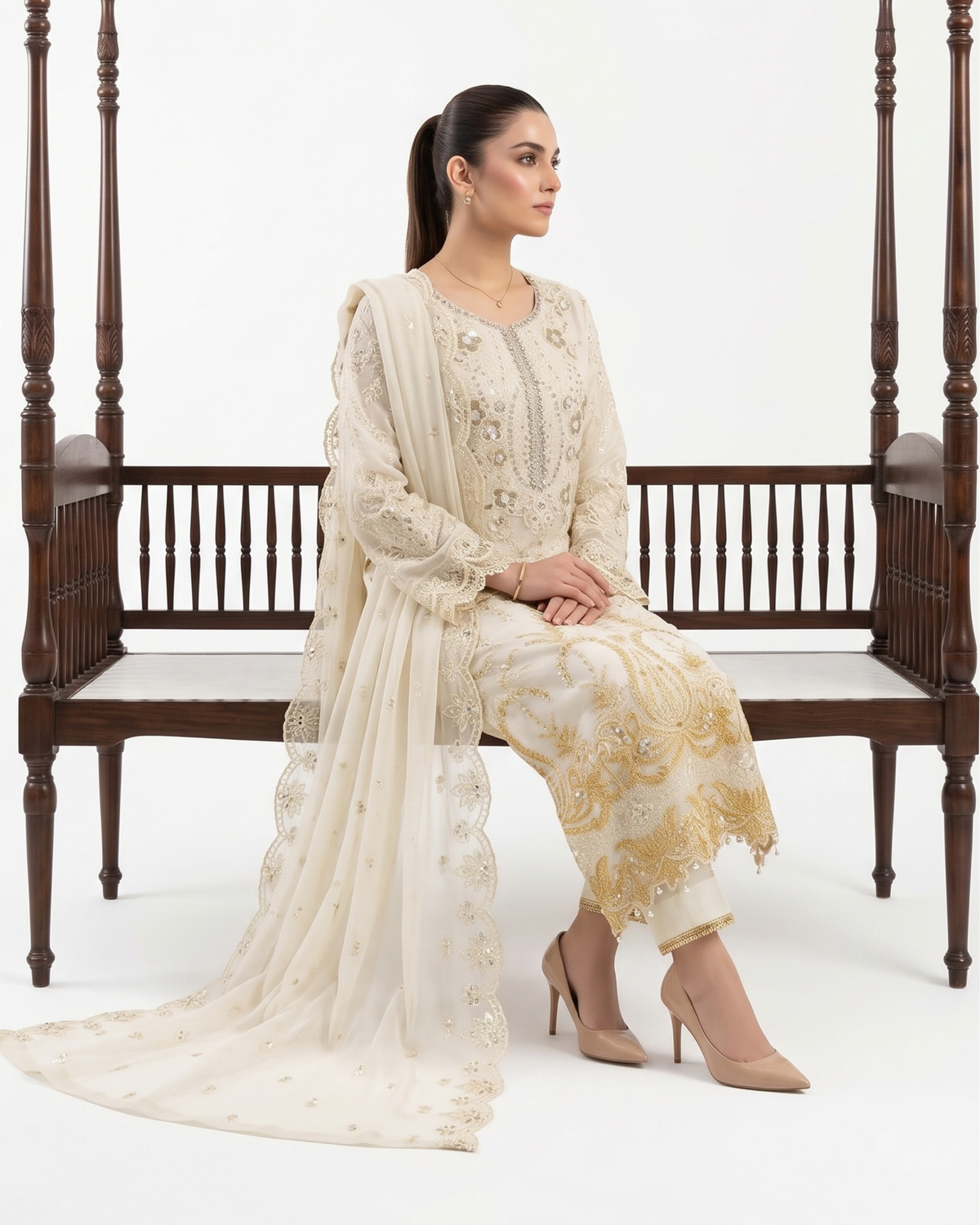 Fancy Chiffon Embroidered Suit with Chiffon Dupatta
