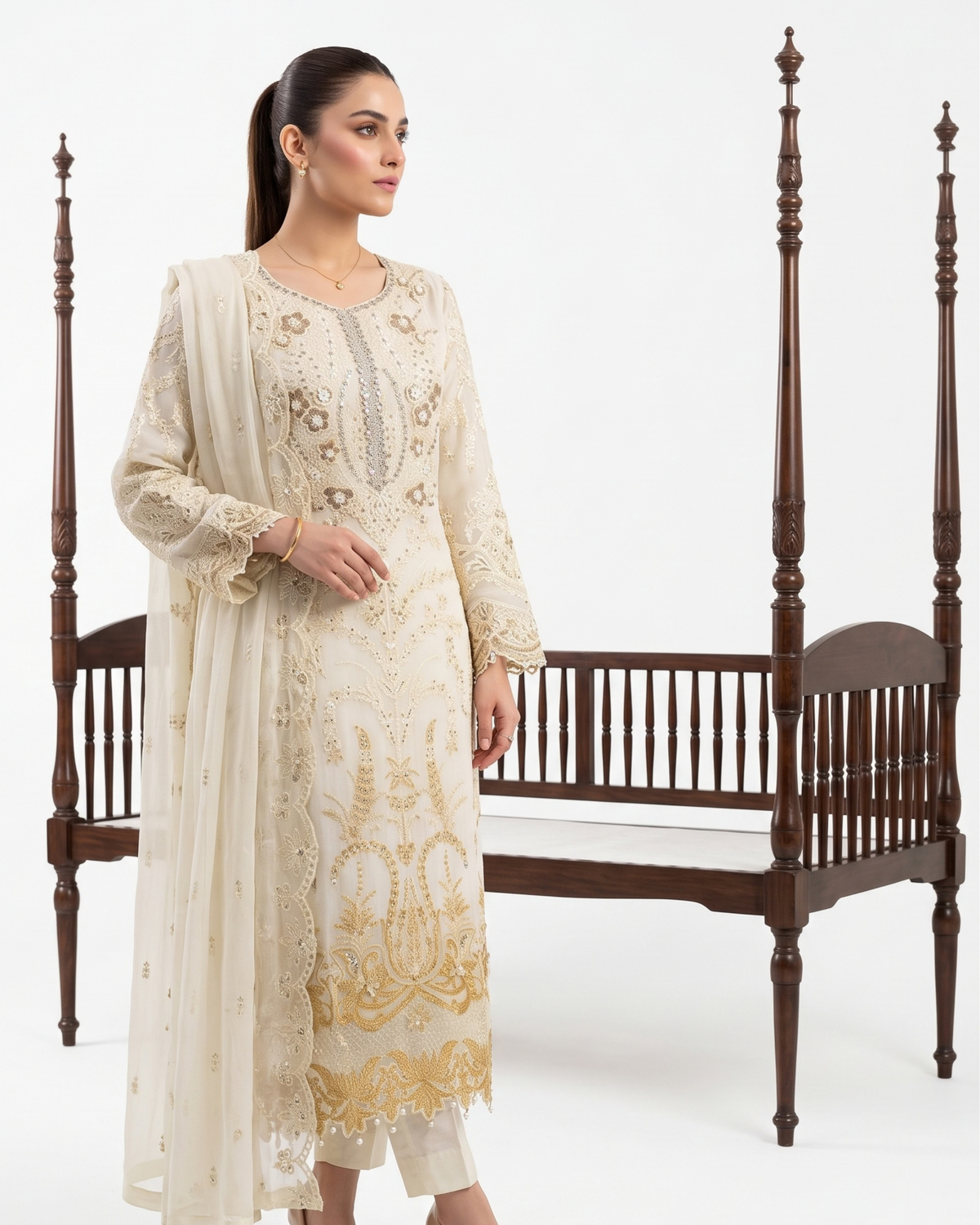Fancy Chiffon Embroidered Suit with Chiffon Dupatta