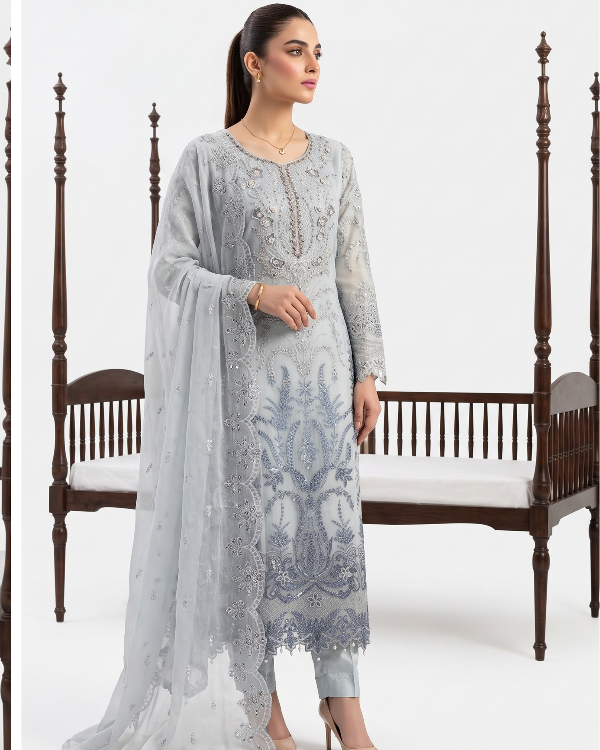 Fancy Chiffon Embroidered Suit with Chiffon Dupatta
