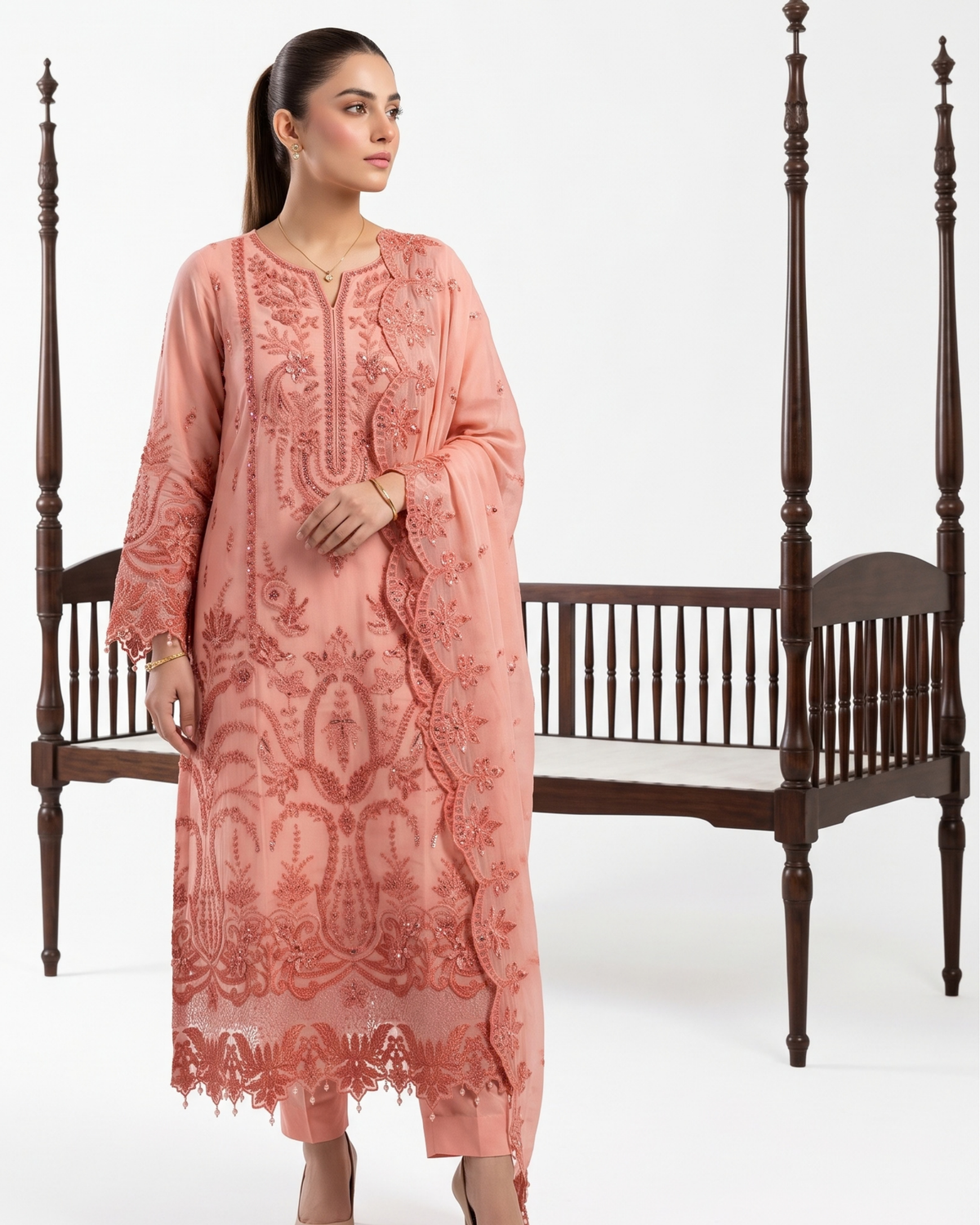Fancy Chiffon Embroidered Suit with Chiffon Dupatta