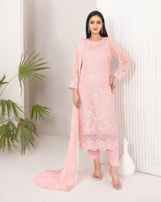 Heavy Chiffon Embroidered Suit with Chiffon Dupatta
