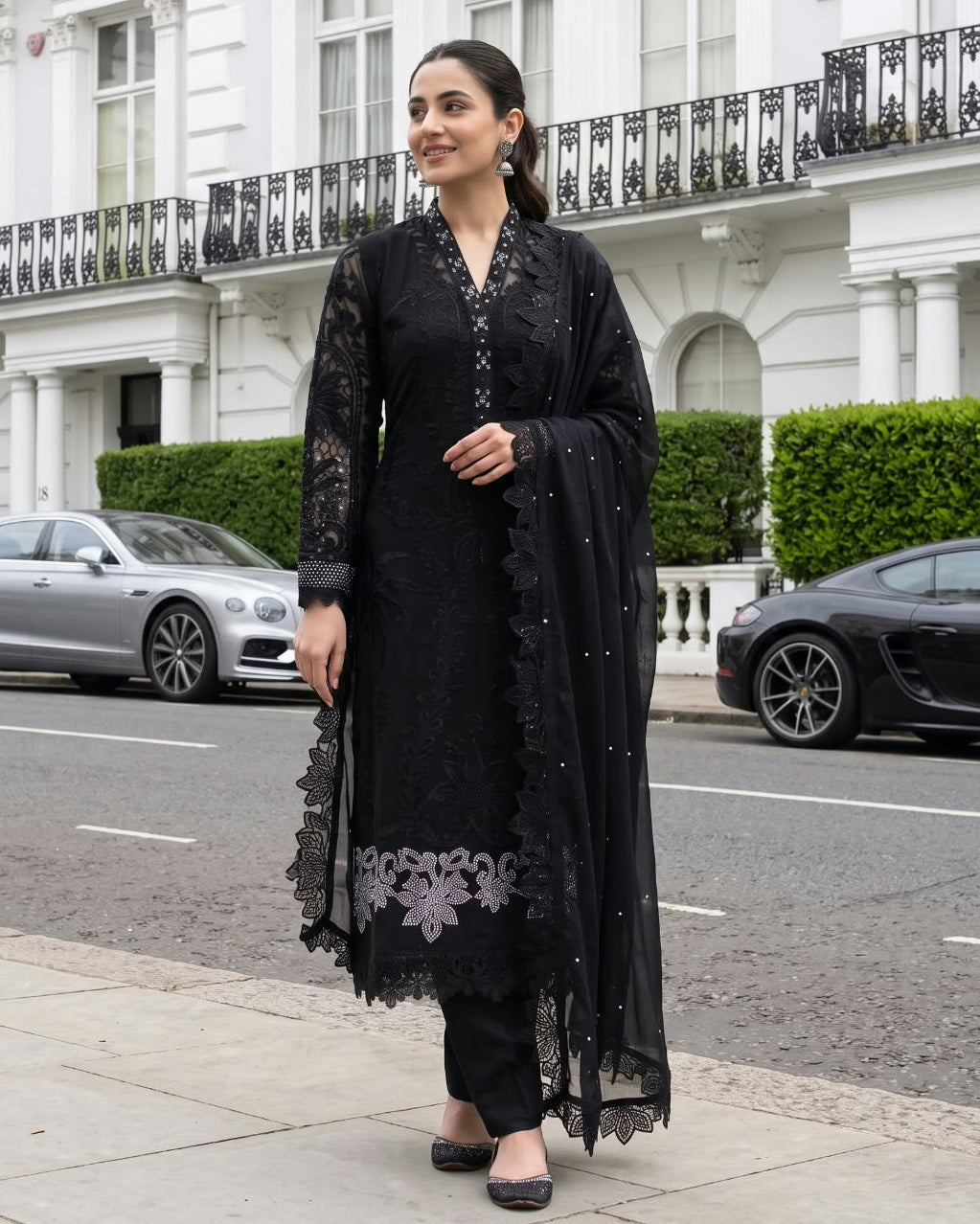 Heavy Embroidered Semi-Stitched Chiffon Suit