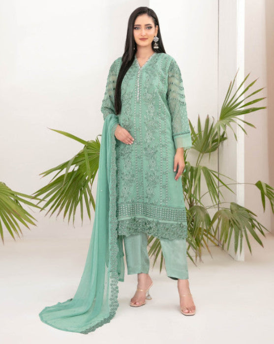 Heavy Chiffon Embroidered Suit with Chiffon Dupatta